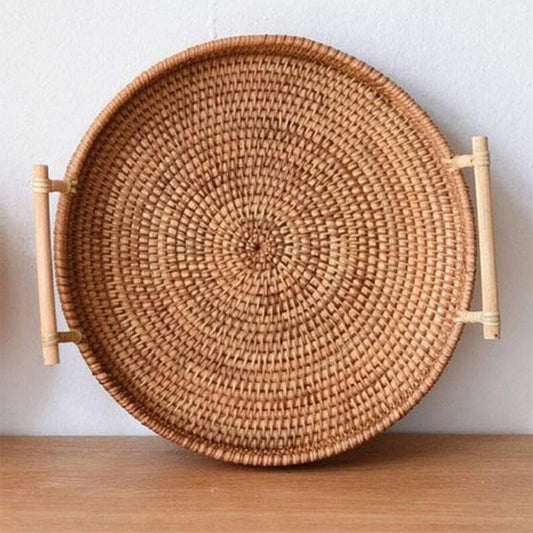 Handgewebtes Rattan-Tablett & Aufbewahrungskorb