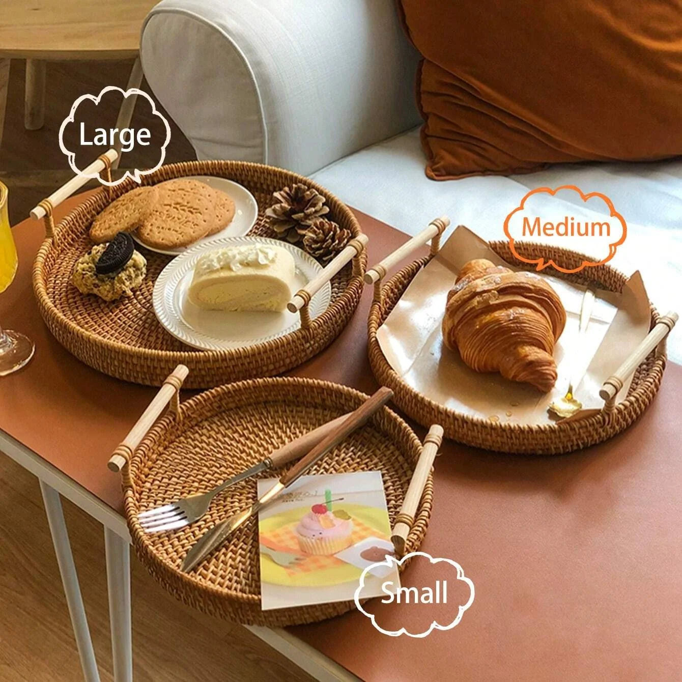 Handgewebtes Rattan-Tablett & Aufbewahrungskorb