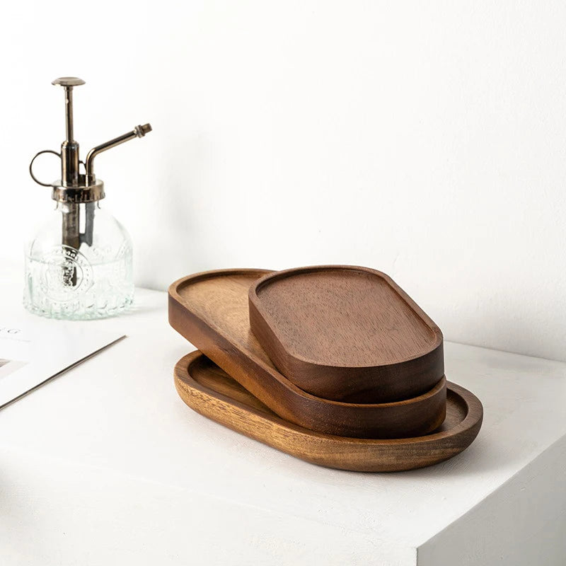 Runde Holzplatte für Desserts & Snacks – Japanischer Stil, Premium Holz-Tablett