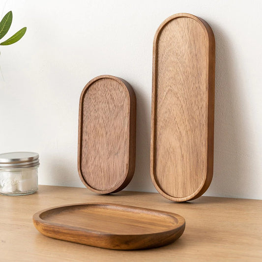 Runde Holzplatte für Desserts & Snacks – Japanischer Stil, Premium Holz-Tablett