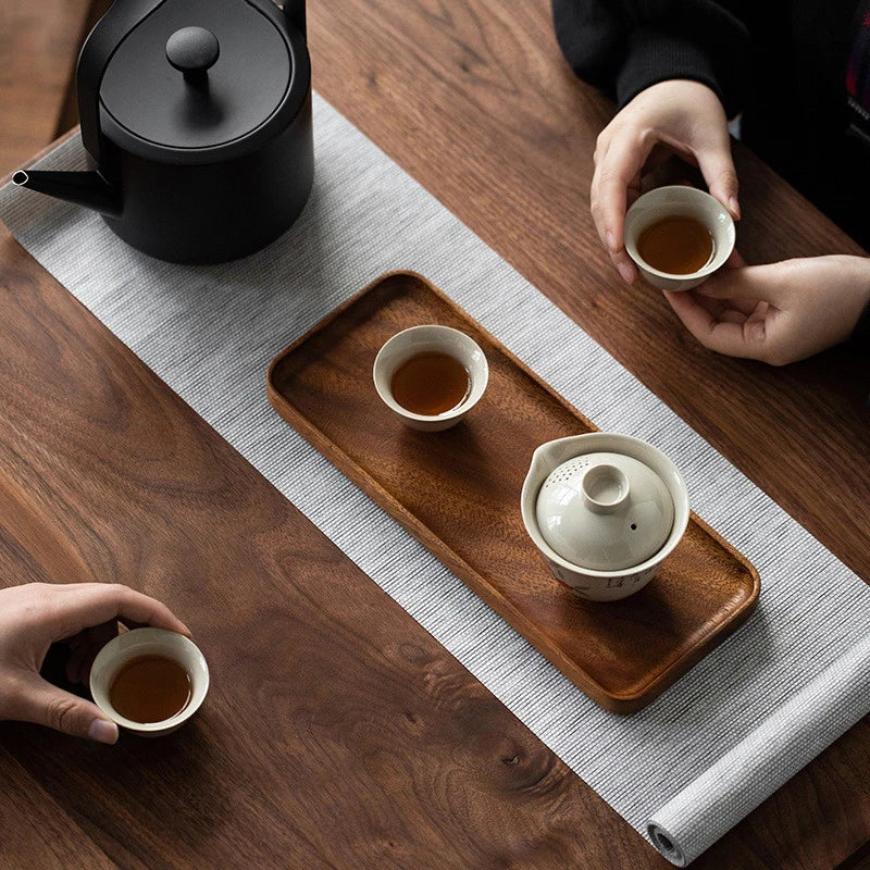 Runde Holzplatte für Desserts & Snacks – Japanischer Stil, Premium Holz-Tablett
